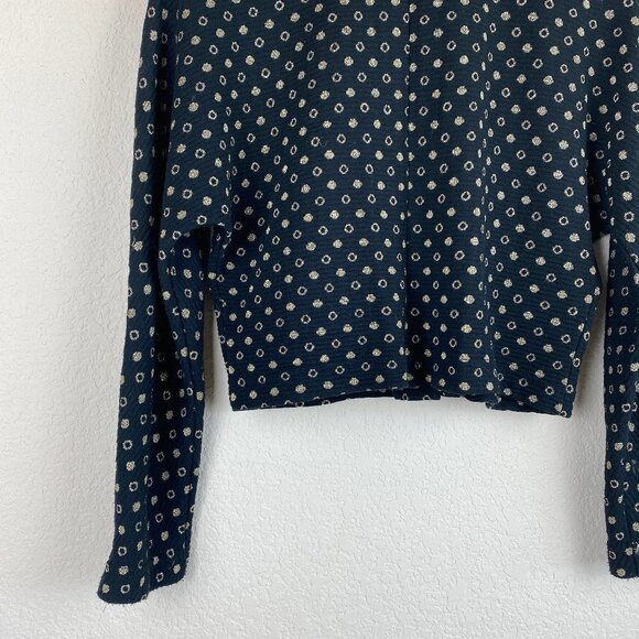 VINTAGE Gold Polka Dot Knit Crop Sweater Jacket SP - Picture 12 of 14